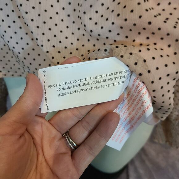 MINKPINK Pink Be Someone Flocked Dot Blouse Size Large - Picture 4 of 6